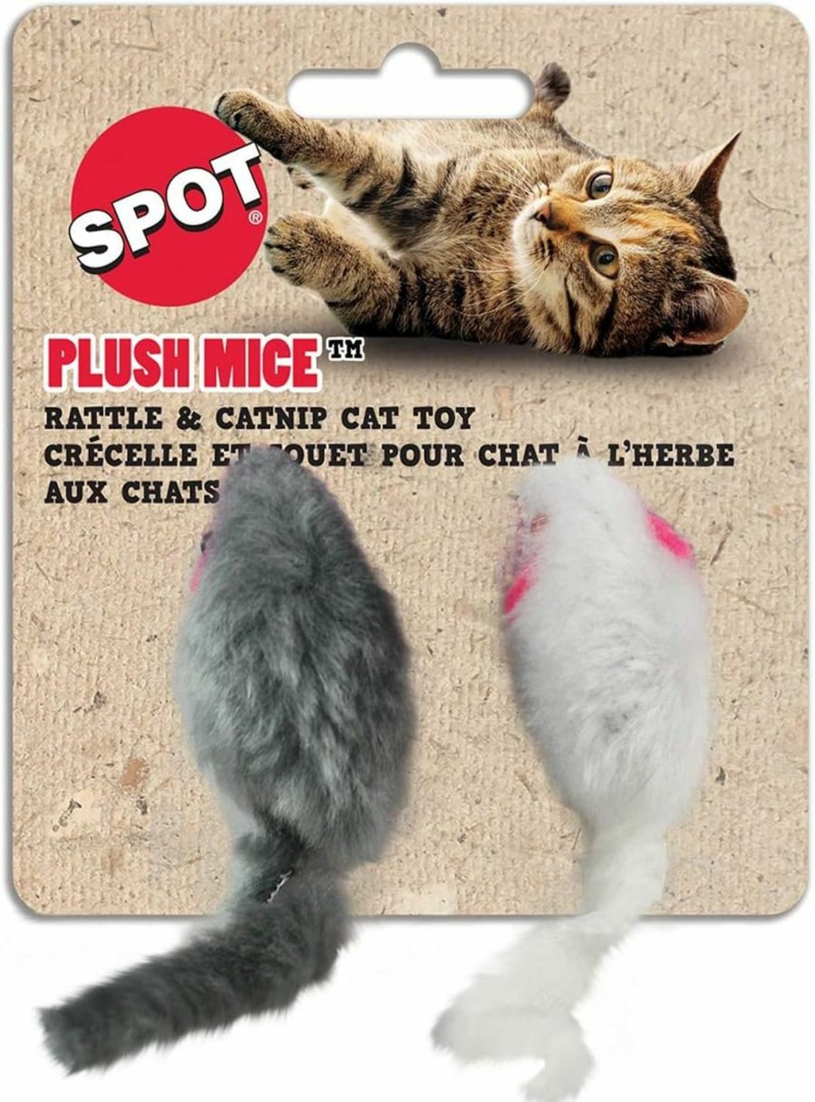 Small Animal SPOT | Ethical Plush Mice With Rattle And Catnip Cat Toy, 2-Pack