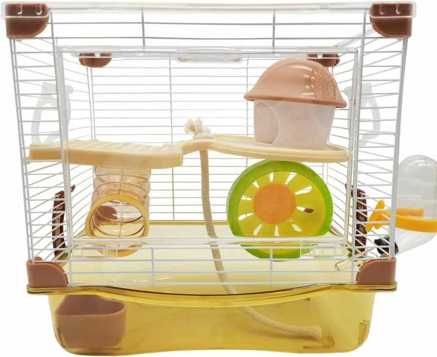 Small Animal PINVNBY | Pinvnby Hamster Cage, Mouse Cage And Habitats Hamster Enclosure Hamster Habitat For Mouse Mice Rat Gerbils And Small Animals 10.5 X 8.0 X 10.6Inches(Brown)