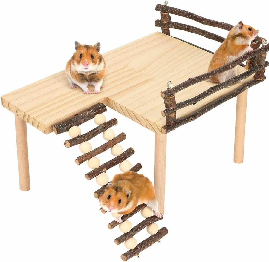 Small Animal Estink | Hamster Climb Platform Kit, Multipurpose Wooden Hamster Playing Activity Platform Small Hamster Activity Playground Climb Platform With Climbing Ladder For Eating Playing Resting