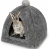 Small Animal YUEPET | Yuepet Large Rabbit Cave Bed Bunny Warm Tent House Small Animal Triangle Hideout For Rabbit Bunny Guinea Pig Ferret (Dark Grey)