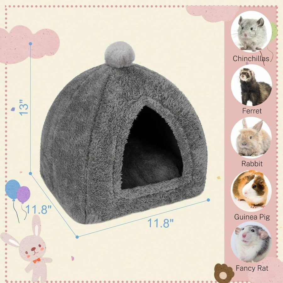 Small Animal YUEPET | Yuepet Large Rabbit Cave Bed Bunny Warm Tent House Small Animal Triangle Hideout For Rabbit Bunny Guinea Pig Ferret (Dark Grey)