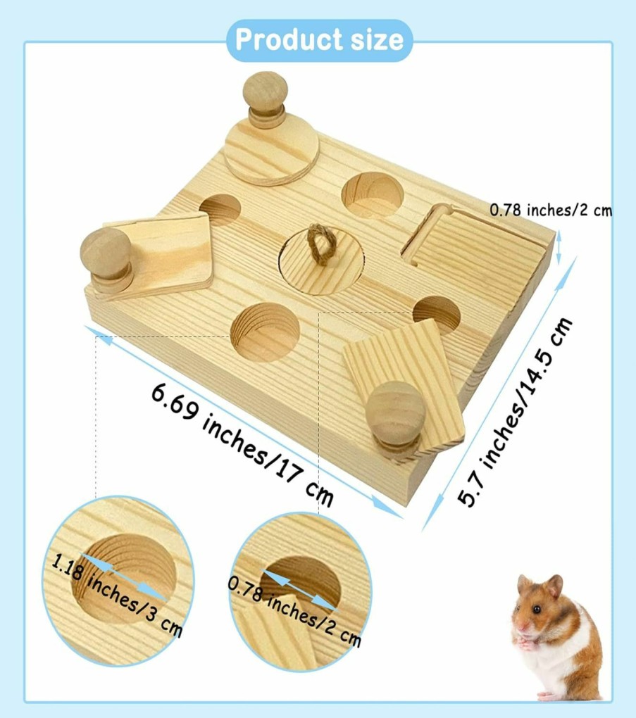 Small Animal MUYG | Muyg 2 Pcs Small Animals Wooden Enrichment Foraging Toy, 6 In 1 Guinea Pig Interactive Treat Dispenser Funny Toys Hide Treats Puzzle Snuffle Game For Rats Hamster Rabbit Gerbil Bunny