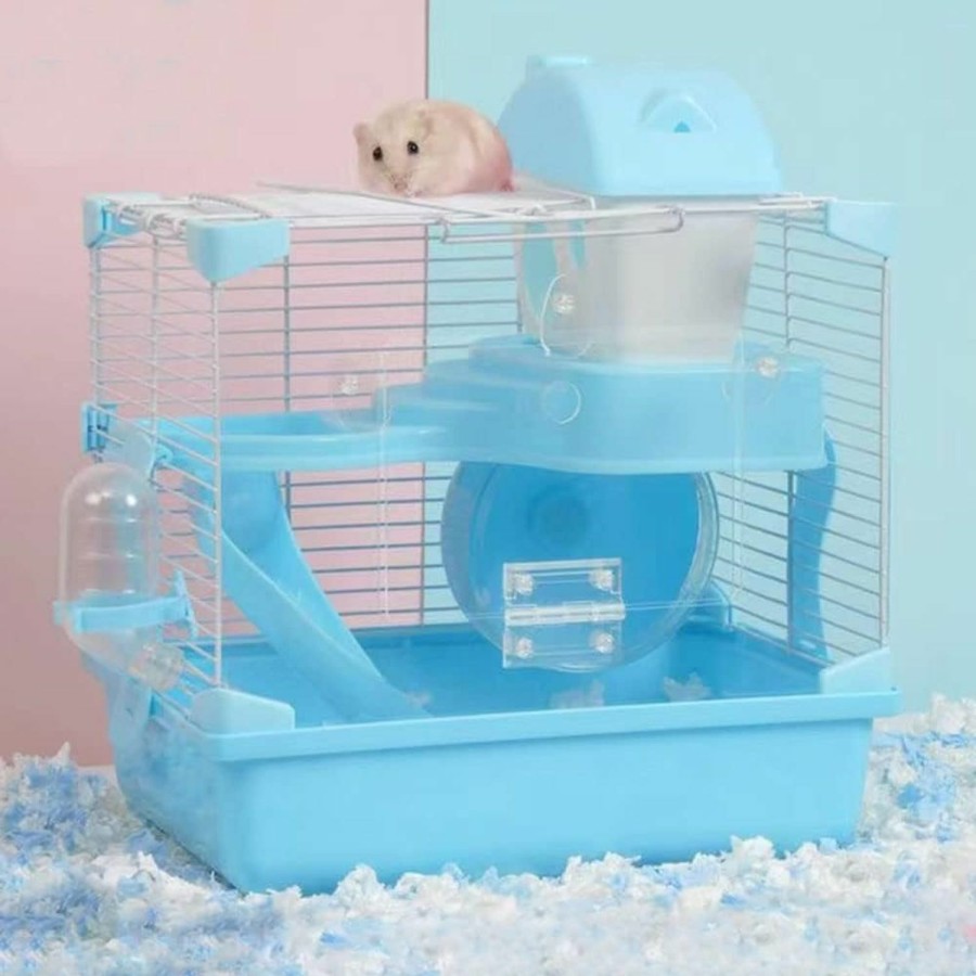 Small Animal Zhang ku | 12 X 9 X 7 Inch Dwarf Hamster Travel Portable Carrier Cage 2-Floors Syrian Hamster Home House Rodent Habitat Cage For Dwarf Hamster,Ferrets, Gerbil