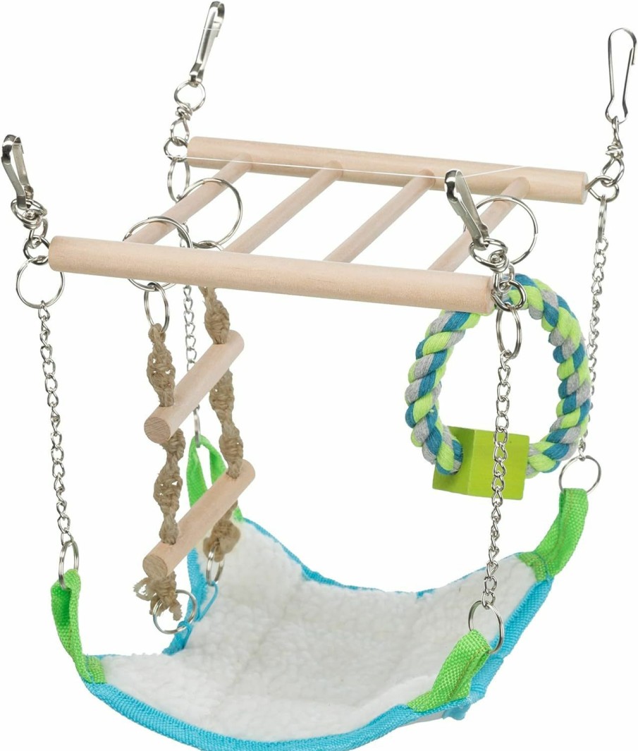 Small Animal TRIXIE | Trixie Small Animal Suspension Bridge With Hammock, Rope Ladder, And Ring, Cage Accessory For Ferrets, Rats