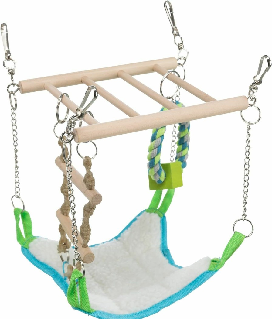 Small Animal TRIXIE | Trixie Small Animal Suspension Bridge With Hammock, Rope Ladder, And Ring, Cage Accessory For Ferrets, Rats