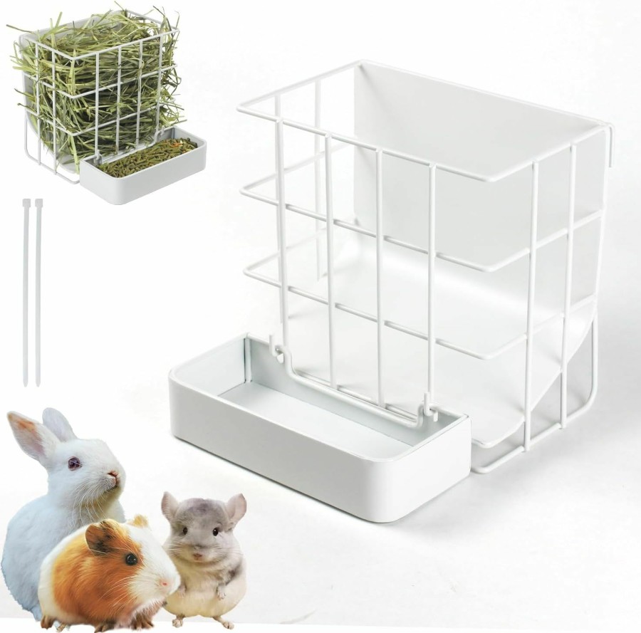 Small Animal CAIQINLI | 2Pcs Rabbit Hay Feeder With Heavy-Duty Metal Frame Hay Holder,For Bunny, Guinea Pigs,Chinchillas-6.9X4.7X6.6 Inch……