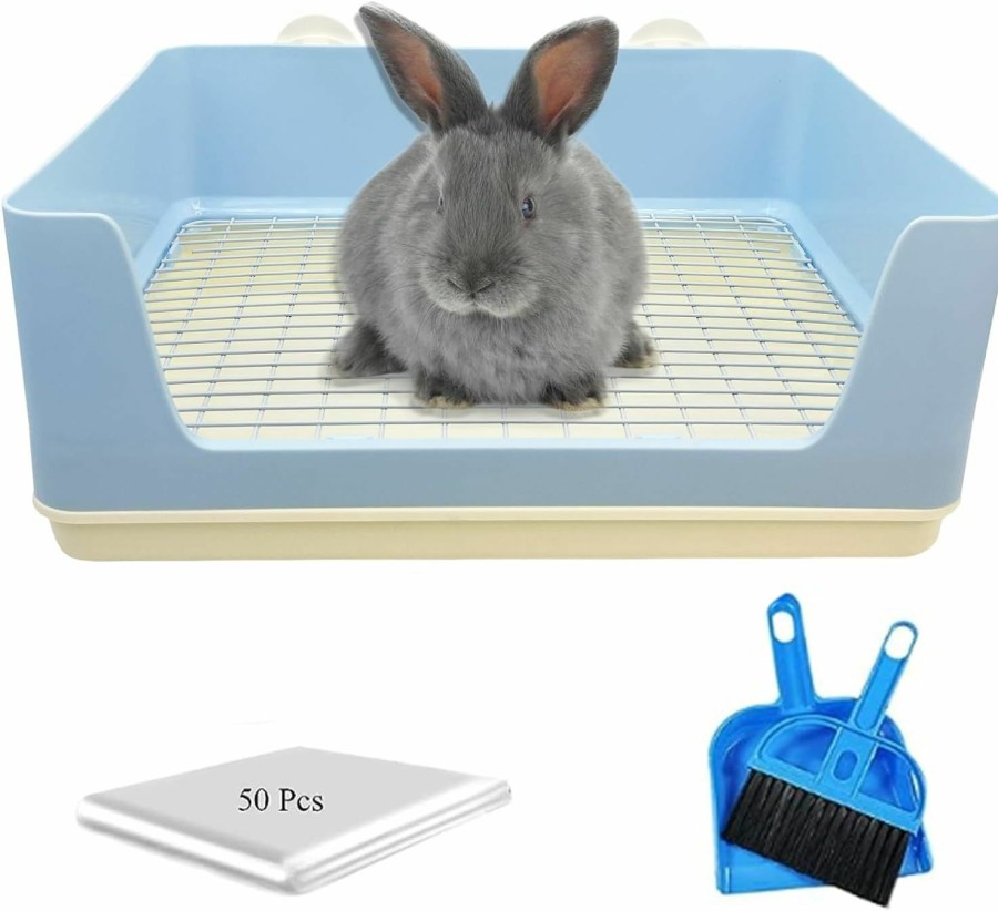 Small Animal BNOSDM | Bnosdm Extra Large Rabbit Litter Box With Tray Plastic Rabbit Corner Litter Pan Kit Small Animal Toilet Potty Trainer For Cage For Adult Guinea Pigs Ferrets Chinchillas Blue