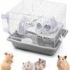 Small Animal DAMPET | Hamster Cage,2 Layers Cage,With Running Exercise Wheels, Water Bottle And Hamster Toys,10.4 * 14 * 10.8In, Suit For African Miniature Rabbit Chinchilla Squirrel And Other Small Animals