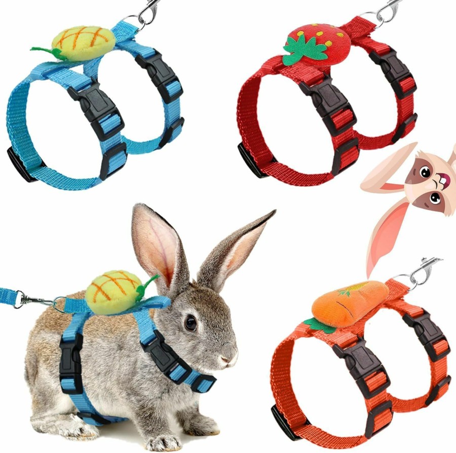 Small Animal REDANHA | 3 Pieces Adjustable Rabbit Harness And Leash Bunny Harness Vest Ferret Leash With Decorations For Rabbit Kitten Puppy Pig And Small Pet Animals (Large)