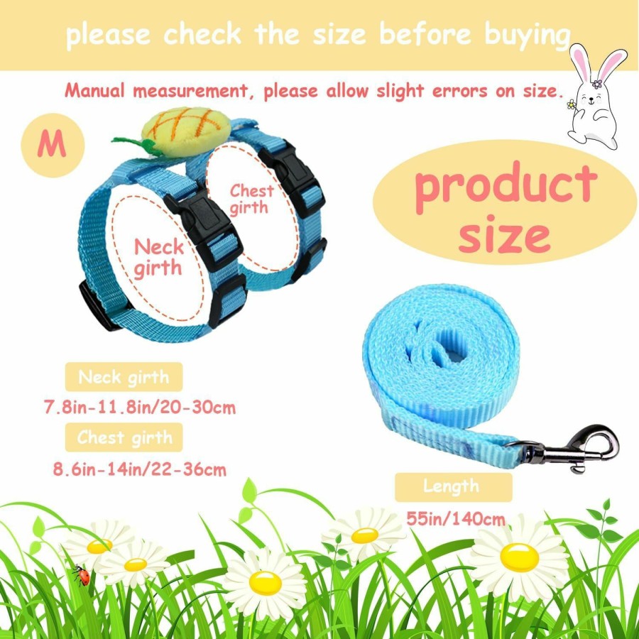 Small Animal REDANHA | 3 Pieces Adjustable Rabbit Harness And Leash Bunny Harness Vest Ferret Leash With Decorations For Rabbit Kitten Puppy Pig And Small Pet Animals (Large)