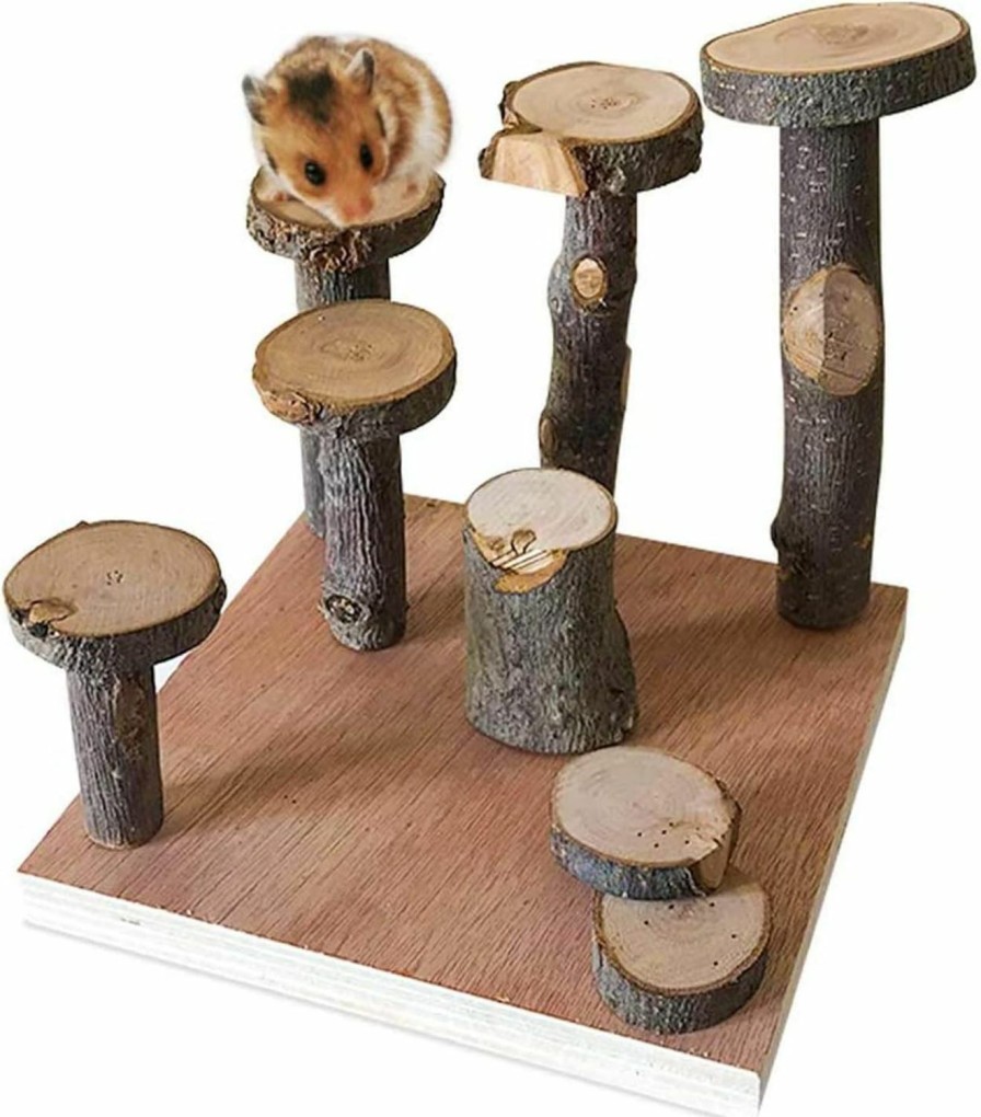 Small Animal Hamiledyi | Hamster Climbing Wooden Stand Platform, Pet Cage Playground Natural Wood Bridge Ramp Toys For Dwarf Hamsters, Syrians Hamster, Gerbil, Mouse, Rat