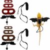 Small Animal Newseda | 2 Sets/6 Pcs Bearded Dragon Leash Adjustable Bearded Dragon Harness And Lizard Leash With Wings For Small Pet Animals Iguana Gecko Chameleon Amphibians Rat Coffee Red