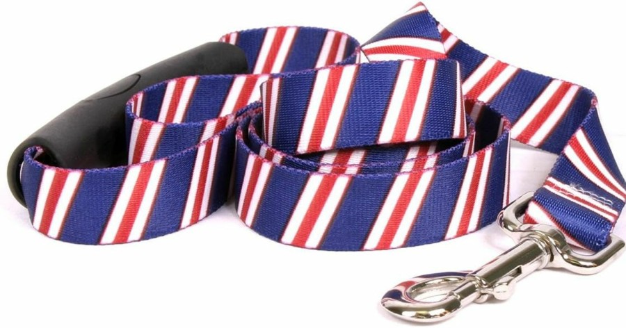 Small Animal Yellow Dog Design | Yellow Dog Design Team Spirit Red, White Navy Blue Ez-Grip Dog Leash-With Comfort Handle-Large-1\" 5' X 60\"