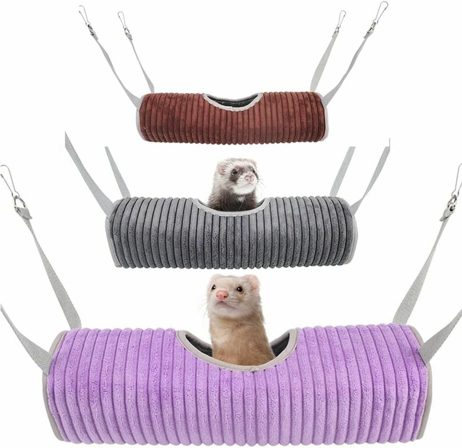 Small Animal HAICHEN TEC | 3 Pack Ferret Hanging Tunnel Hammock Warm Swinging Bed For Ferret Guinea Pig Sugar Glider Rats Squirrel Small Animal Hideout Tube Toys Cage Accessories (3 Pack)