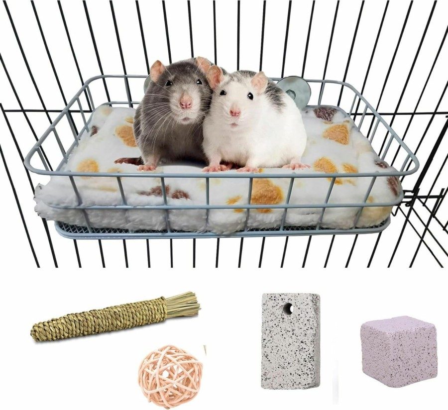 Small Animal JSLZF | Jslzf Rat Cage Platform Accessories Hanging Rat Ledge Metal Ferret Hammock Squirrel Cage Bed Pet Chew Toys Small Animal Habitat For Hamster, Sugar Glider, Rat