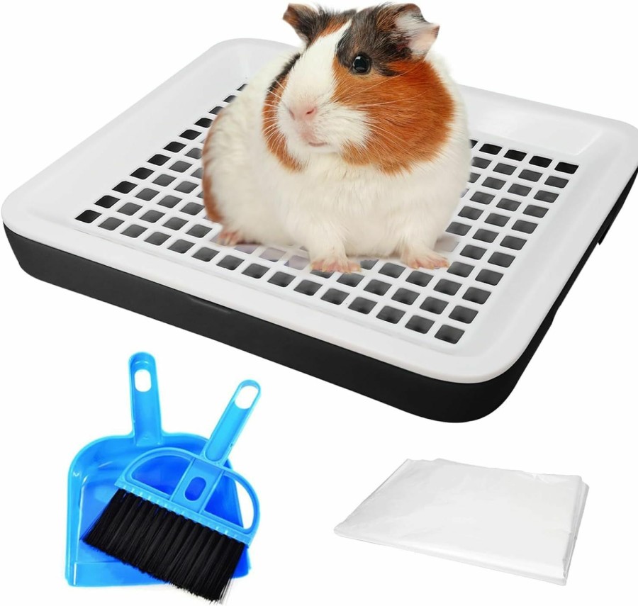 Small Animal Fhiny | Fhiny Guinea Pig Litter Box, Small Pet Potty Training Chinchilla Bedding Litter Pan With Disposable Cage Liners & Cleaning Broom Cage Accessories For Young Guinea Pig Chinchilla (Grayish Purple)