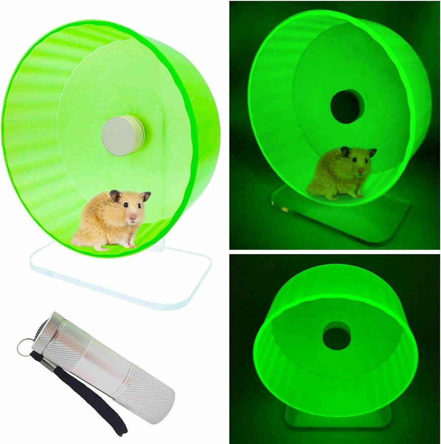 Small Animal caichuxiye | Silent Hamster Exercise Wheels,Glow In The Dark Hamster Running Wheel, 8.7 Inch Small Animals Running Wheels,Height Adjustable Suitable For Dwarf Hamsters, Guinea Pigs,Hedgehogs, Or Other Small Pets.