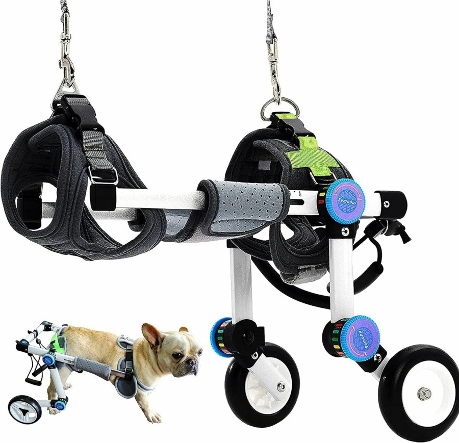 Small Animal HobeyHove | Adjustable Dog Wheelchair,Fordable Dog Wheelchair For Back Legs,Assist Small Pets With Paralyzed Hind Limbs To Recover 2 Colour 5-Size(Xxs White)