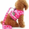 Small Animal SELMAI | Selmai Puppy Small Dog/Cat Dots Vest Harness Leash Set Mesh Padded No Pull Lead Pink S