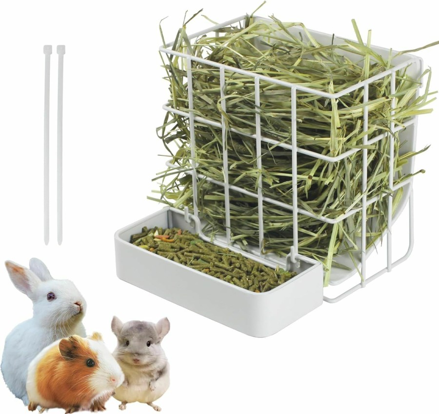 Small Animal CAIQINLI | Guinea Pig Hay Feeder,Rabbit Hay Feeder With Heavy-Duty Metal Frame Hay Holder,For Bunny, Guinea Pigs,Chinchillas-6.9X4.7X6.6 Inch