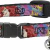 Small Animal Buckle-Down | Buckle-Down Breakaway Cat Collar - Ariel/Flounder/Fish Trio Poses Pinks - 1/2\" Wide - Fits 6-9\" Neck - Small