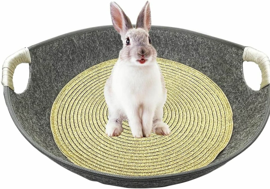 Small Animal Acsist | Acsist Bunny Felt Bed, Rabbit House Bed Basket-Shaped Small Pets Sofa Beds Cozy Cage Accessories For Rabbit Cat Dog (Grey)