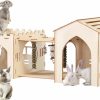 Small Animal Woiworco | Woiworco Extra Large Rabbit Castle Hideout Bunny House With 3 Houses And Toys, Wooden Bunny Hideout Indoor Large Rabbit Hutch Play Houses And Hideouts Nut Castle Hamsters And Guinea Pigs Hut To Hide