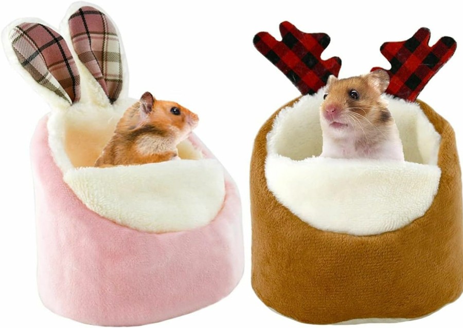 Small Animal CooShou | Cooshou 2Pcs Hamster Mini Bed, Warm Small Pets Animals House Bedding, Cozy Nest Cage Accessories, Lightweight Cotton Sofa For Dwarf Hamster