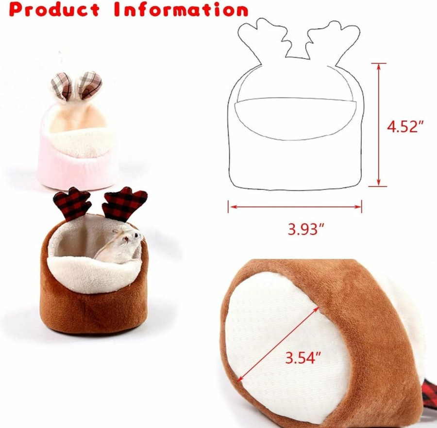 Small Animal CooShou | Cooshou 2Pcs Hamster Mini Bed, Warm Small Pets Animals House Bedding, Cozy Nest Cage Accessories, Lightweight Cotton Sofa For Dwarf Hamster