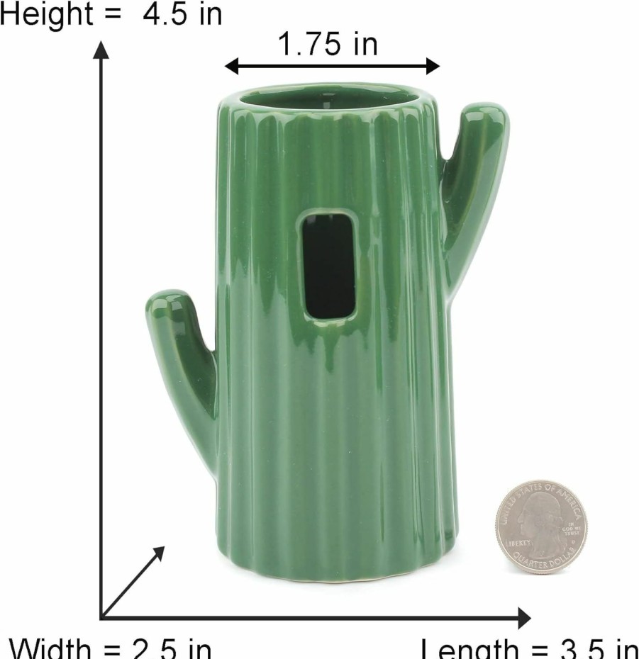 Small Animal Alfie | Alfie Pet - Janice 2-Piece Set Cactus Ceramic Water Bottle Stand And Food Bowl For Small Animals Like Mouse, Chinchilla, Guinea Pig, Gerbil And Dwarf Hamster - Color: Green