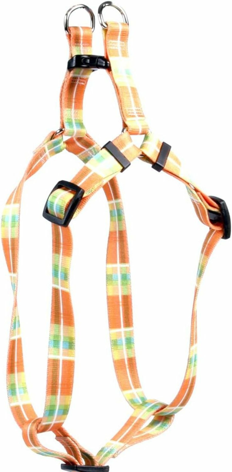 Small Animal Yellow Dog Design | Yellow Dog Design Madras Orange Step-In Dog Harness, Medium-3/4 Wide And Fits Chest Of 15 To 25\"