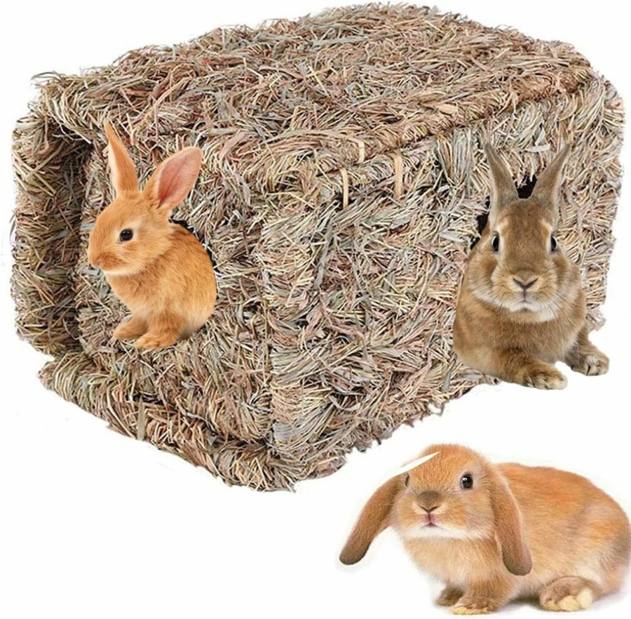 Small Animal Hamiledyi | Hamiledyi Natural Rabbit Seagrass House Mat Hideaway Hut Toy,Hand Woven Folding Beds Sleeping Chew Toys For Guinea Pig Hamsters Chinchilla Ferret Bunny Small Animals