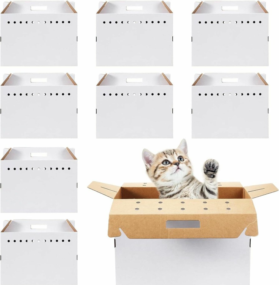 Small Animal Kisston | Kisston 12 Pieces Cardboard Pet Carriers 17.5 X 8.5 X 15 Inches For Small Animals Cat Hamster Guinea Pig Rabbit Bird Travel Box