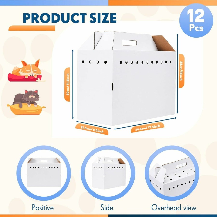 Small Animal Kisston | Kisston 12 Pieces Cardboard Pet Carriers 17.5 X 8.5 X 15 Inches For Small Animals Cat Hamster Guinea Pig Rabbit Bird Travel Box