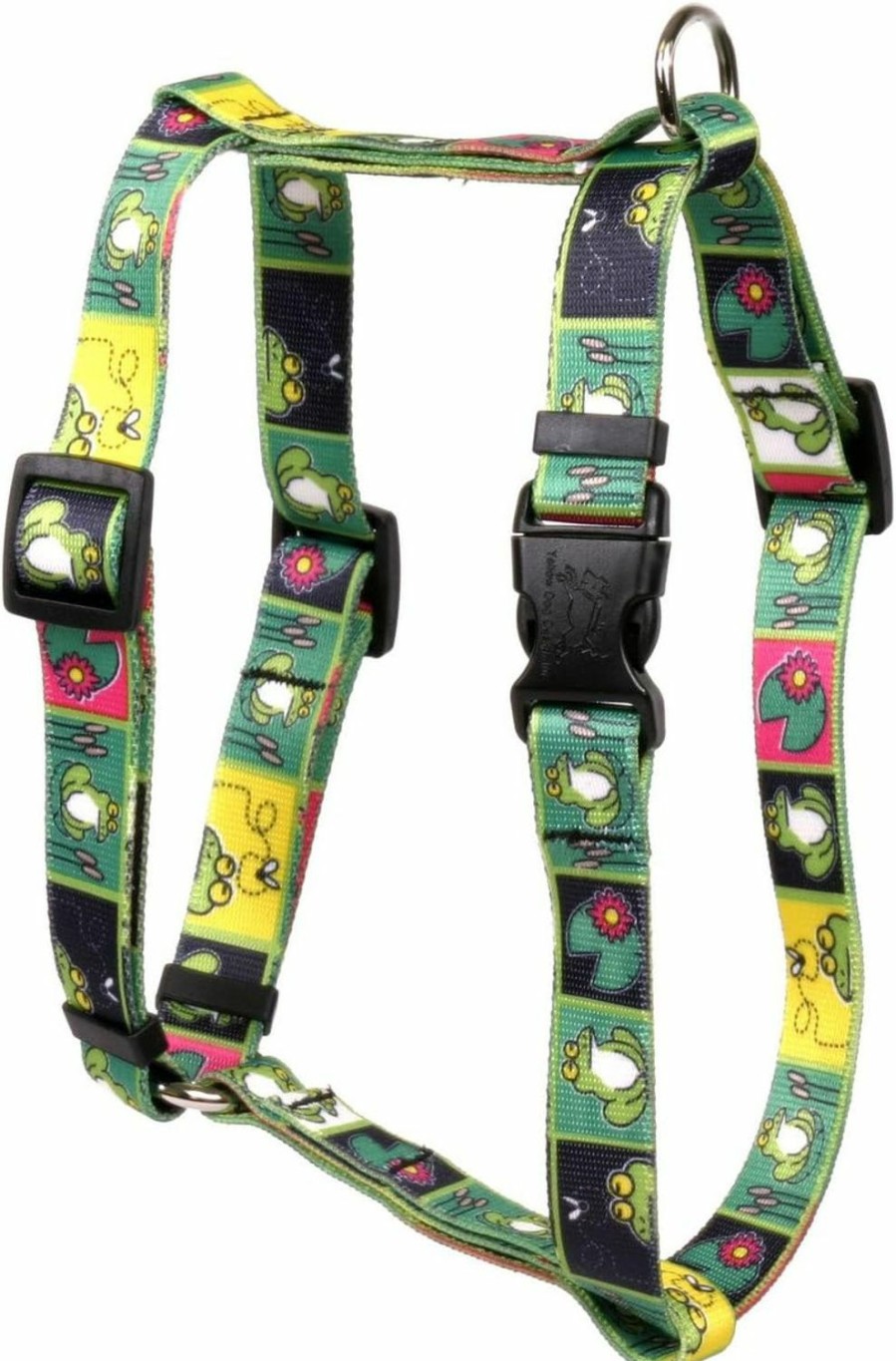 Small Animal Yellow Dog Design | Yellow Dog Design Frogs Roman Style Dog Harness, Small/Medium