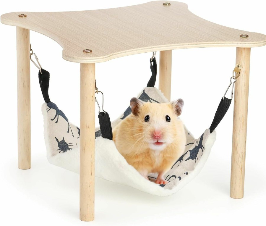 Small Animal Lyellfe | Lyellfe Guinea Pigs Hammock, Hideout With Wooden Stand Platform, Durable Safe Pet Bed For Piggies Chinchilla Rat Hamster Bunny