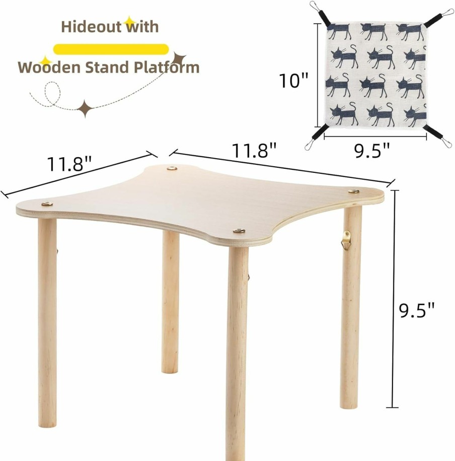 Small Animal Lyellfe | Lyellfe Guinea Pigs Hammock, Hideout With Wooden Stand Platform, Durable Safe Pet Bed For Piggies Chinchilla Rat Hamster Bunny