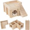 Small Animal Chngeary | Chngeary Hamster House And Hideout: Multi Chamber Wooden Hamster Tunnel Exploration Toy With Ladder, Cage Accessories For Hamster Rat Gerbils Lemmings.