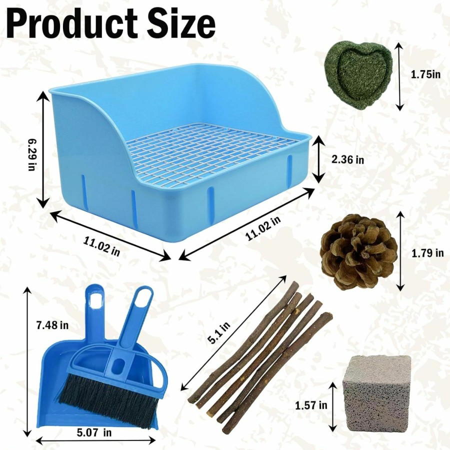 Small Animal MUYG | Muyg 12Pcs Rabbit Litter Box For Cage, Bunny Potty Trainer Corner Guinea Pig Plastic Square Grate Toilet, Pet Bedding Litter Box For Small Animal Ferret Hamster Hedgehog (Blue)