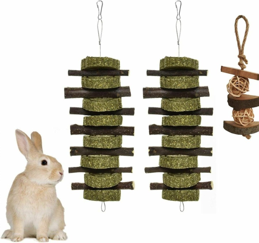 Small Animal alfyng | 3 Pcs Bunny Chew Toys For Teeth Grinding, Organic Apple Wood Sticks Pet Snacks Chewing Playing Toys For Rabbits, Chinchilla, Hamsters And Other Small Animals