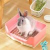 Small Animal Baffect | Baffect Rabbit Litter Box, Plastic Bunny Toilet Box With Removable Tray, Guinea Pig Corner Litter Cage For Small Adult Pet (Pink)