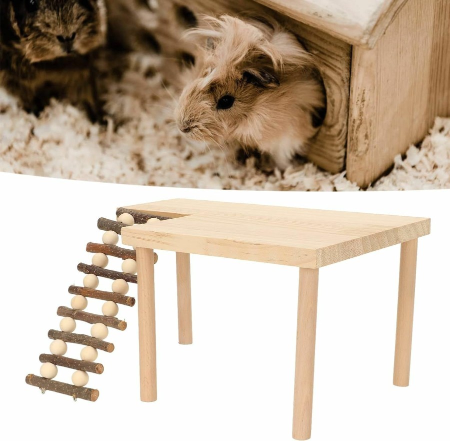 Small Animal Estink | Hamster Climb Platform, Multipurpose 2 Layer Landscaping Wooden Hamster Playing Activity Platform Small Hamster Activity Playground Climb Platform With Ladder For Playing Resting