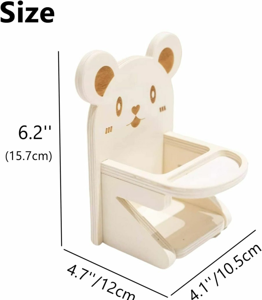 Small Animal WCDJOMOP | Hamster Chair With Tray - Handmade Wooden Hamster Dining High Chair Small Animal Cage Accessories Habitat Decor House Photo Props Small Animal Toys For Hamster Mice Rat Hedgehog Rodents (Wood)