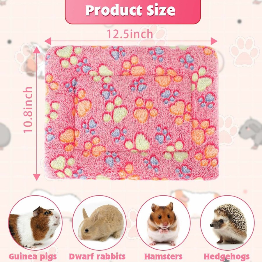 Small Animal YUEPET | Yuepet 5 Pcs Guinea Pig Bed Mat Warm Guinea Pig Sleeping Pad Washable Small Animal Bedding Fleece For Guinea Pigs Rats Hedgehogs Ferrets Hamsters 12.5\" 10.8\" Paw Print