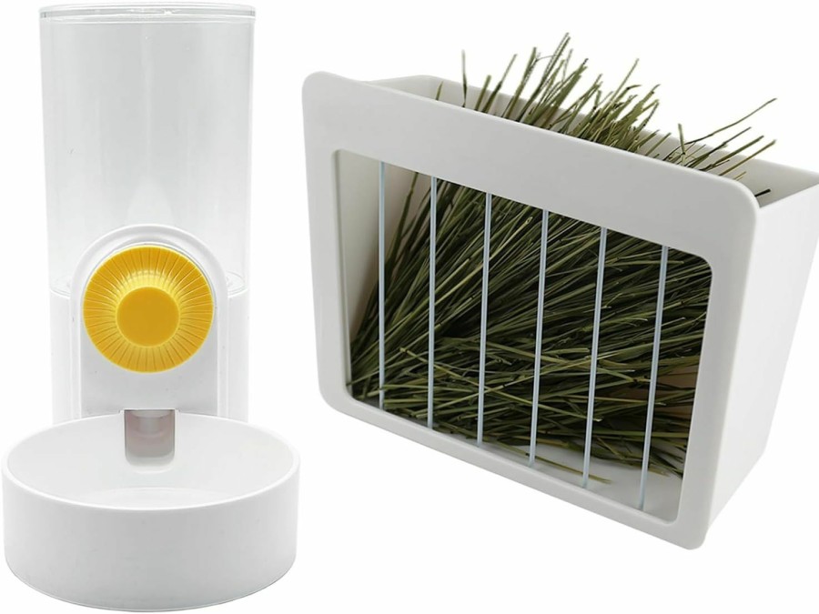 Small Animal Hamiledyi | Hamiledyi Plastic Hay Feeder Rack And Hanging Automatic Water Dispenser, Bunny Grass Manager, Gravity Water Bowl For Rabbits, Chinchillas, Guinea Pigs, Hedgehogs, Ferrets