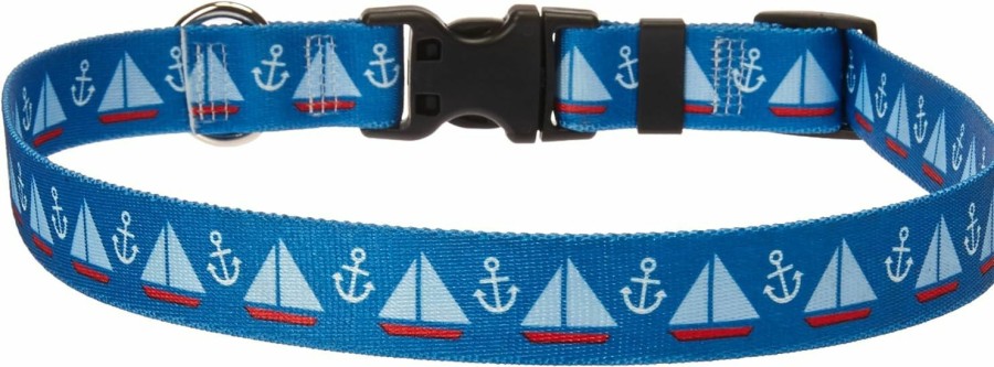 Small Animal Yellow Dog Design | Yellow Dog Design Sailboats And Anchors Dog Collar, Teacup-3/8 Wide And Fits Neck Sizes 4 To 9\"