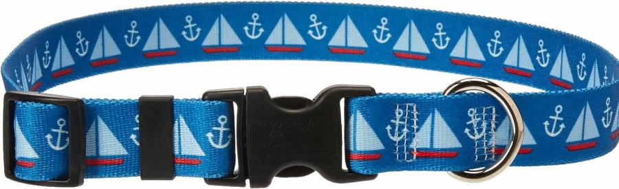 Small Animal Yellow Dog Design | Yellow Dog Design Sailboats And Anchors Dog Collar, Teacup-3/8 Wide And Fits Neck Sizes 4 To 9\"