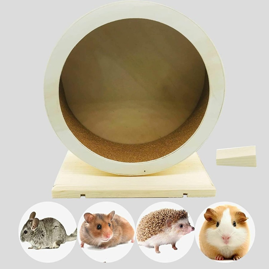 Small Animal Allazone | Allazone Hamster Wooden Running Wheel, Wooden Small Pets Exercise Wheel, Running Spinner Wheel Play Toy For Rat Gerbil Mice Chinchillas Hedgehogs Guinea Pigs, S