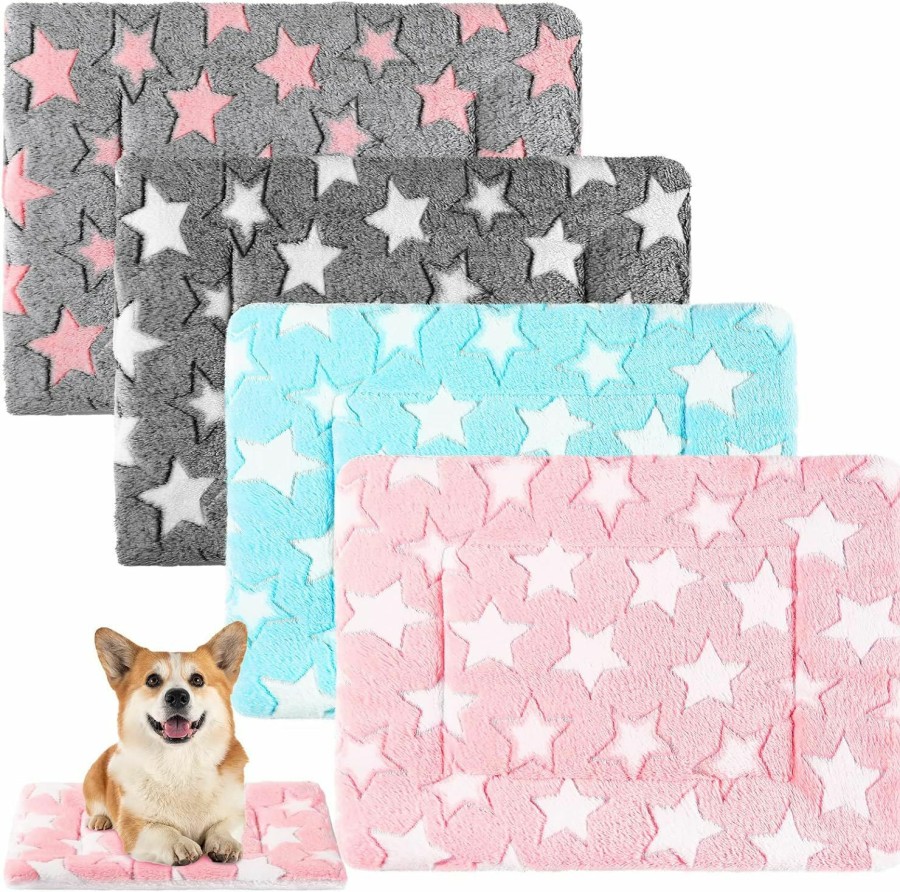 Small Animal Tuanse | Tuanse 4 Pack Guinea Pig Bed Mat Bedding Rabbit Winter Bed Pad For Indoor Warm Small Animal Bed Mattres Fleece Sleeping Pad For Hedgehogs Bunny Ferrets Hamster (Little Star,13 X 10 Inch)