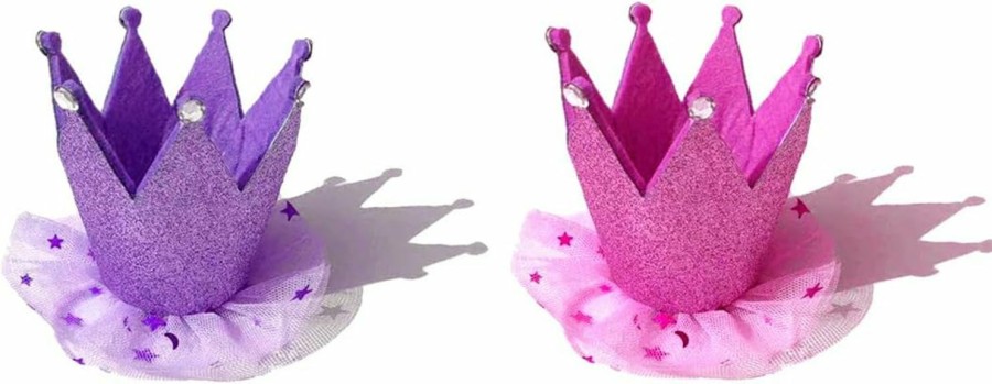 Small Animal Generic | 2Pcs Rabbit Bunny Hat Hamster Guinea Pig Mini Caps,Festival Party Small Animals Crown Headwear Accessories For Pets (Pink&Purple)